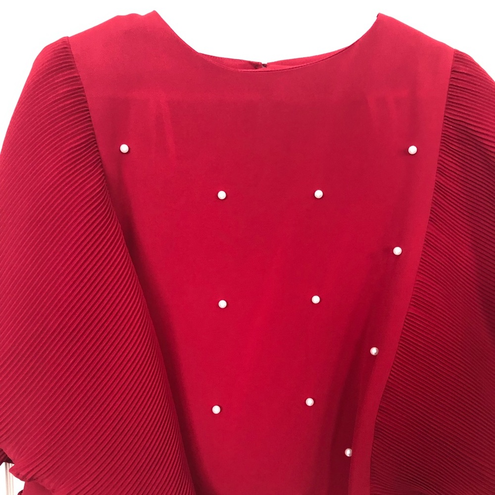 Red silk shirt